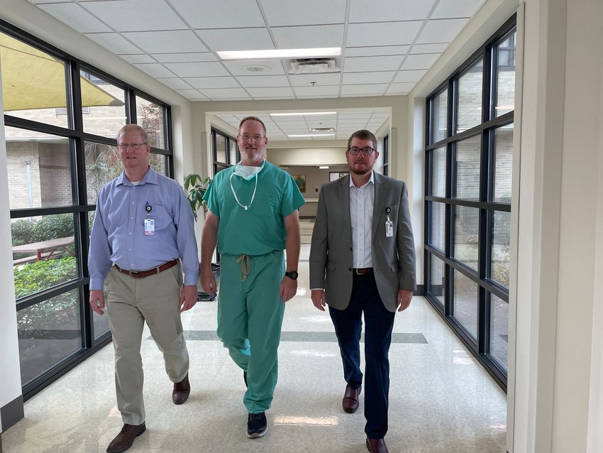 Part of Neshoba General Hospital's executive leadership, from left to right: Chief Nursing Officer and Assistant Administrator Scott Breazeale, Chief Medical Officer Andrew Dabbs M.D. and Chief Executive Officer Lee McCall.